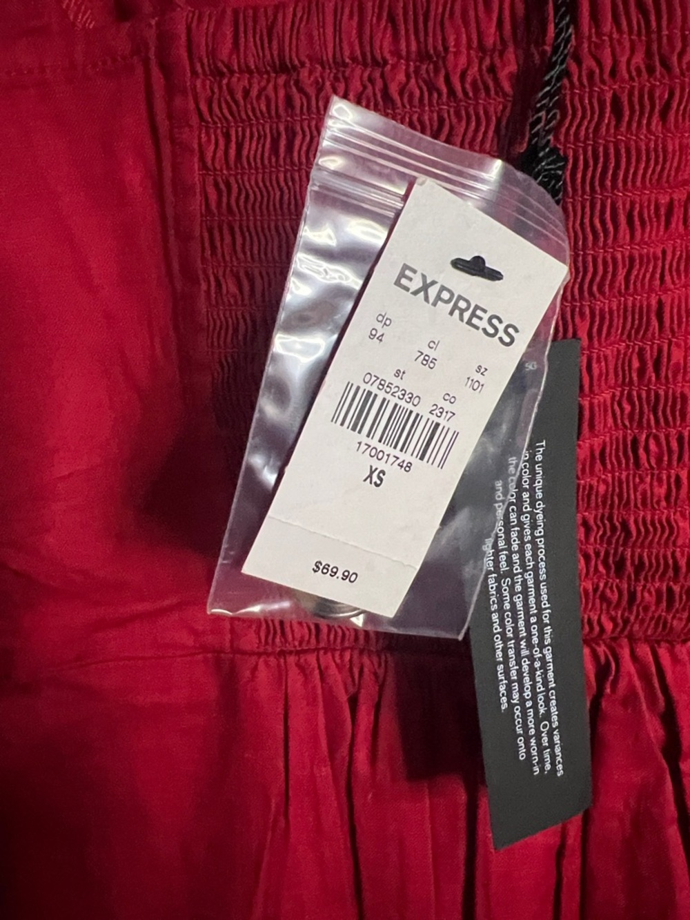 EXPRESS 🔥 Tomato Red Midi Dress with Slant Button Detail - Picture 3 of 4